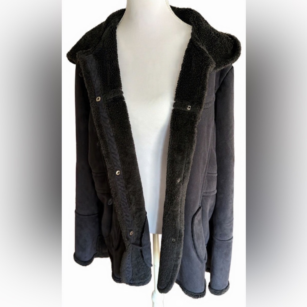 Faded Glory Black Teddy Jacket size 16-18
